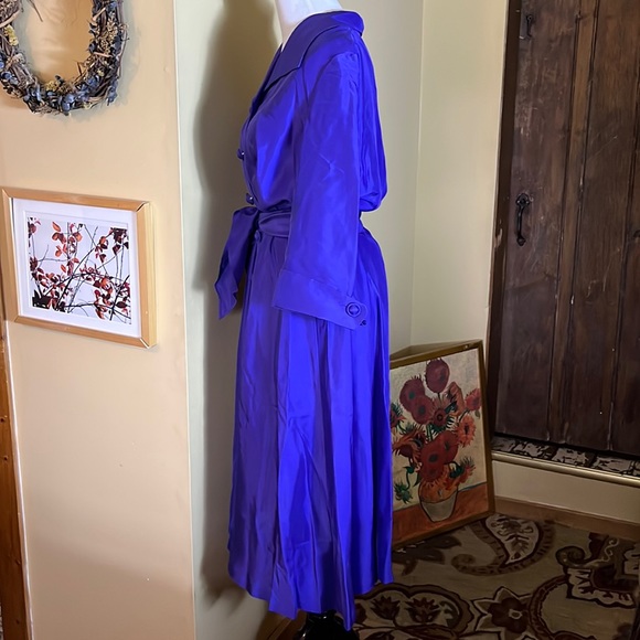 J PETERMAN Co Size 20 Dupioni Silk Fit-n-Flair Shirt-Dress Blue Purple $359 NEW